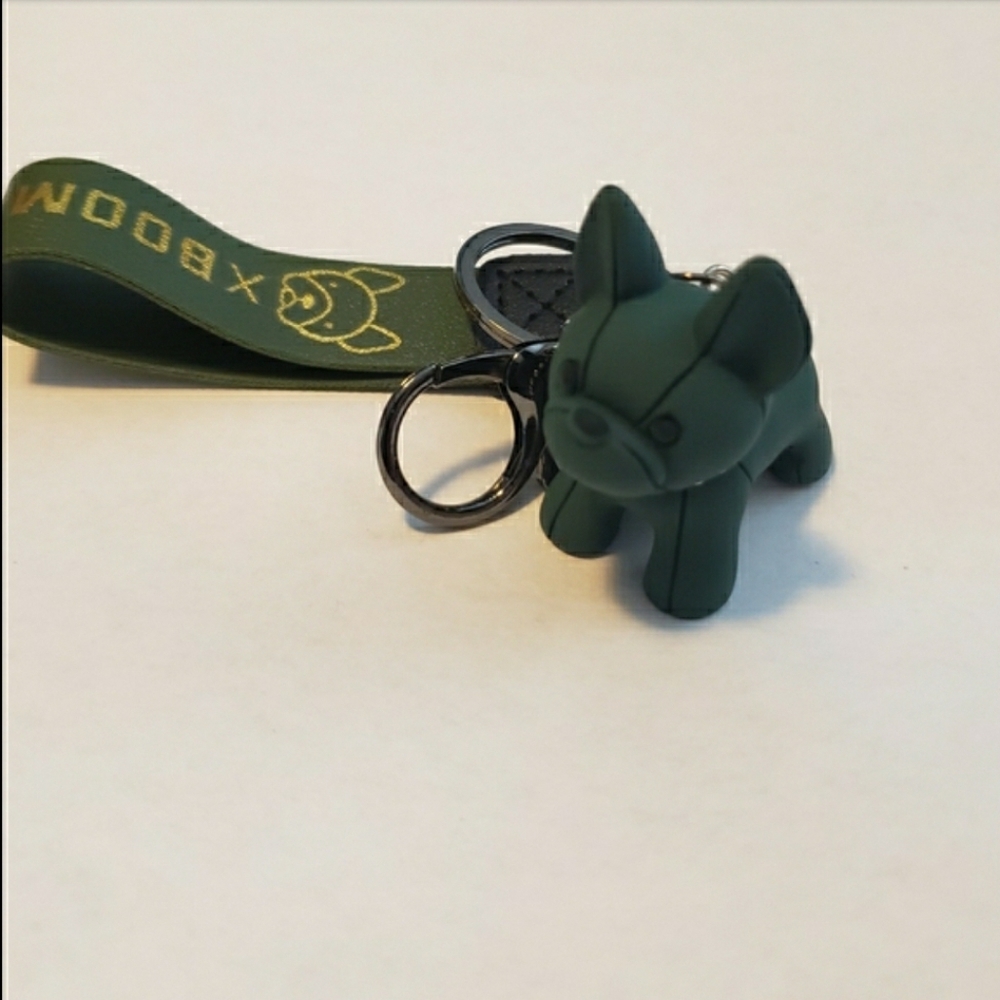 Green French Bulldog Purse Charm Keyring Keychain